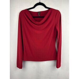 Susan Lawrence Red Cowl Neck Long Sleeve Top S